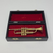 Miniature Trumpet In Red Velvet Black Case Instrument Mini Brass 5&quot; - £23.29 GBP