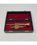 Miniature Trumpet In Red Velvet Black Case Instrument Mini Brass 5&quot; - £23.35 GBP
