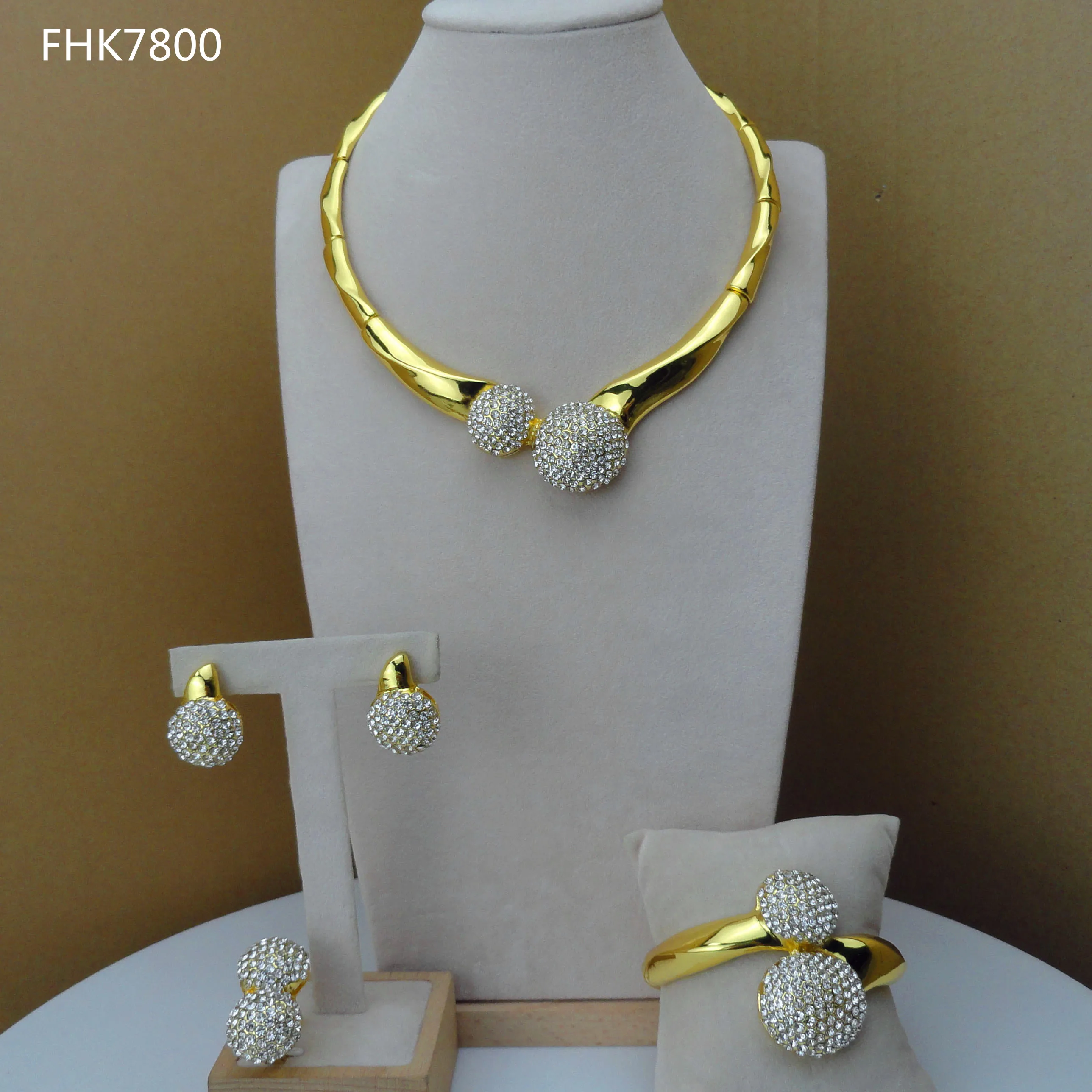  African Fashion Jewelry Sets Dubai Costume Jewelry Choker Necklace FHK7800 - £54.20 GBP
