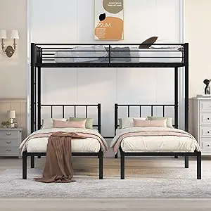 ,Heavy Duty Metal Frame,Can Be Divided Into 3 Twin Bed,Twin Over Twin Bu... - £558.45 GBP