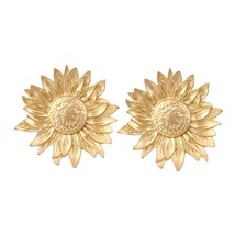 ZA New Trend Metal Sunflower Flower Earrings Women&#39;s Exaggerated Retro Stud Earr - £8.44 GBP