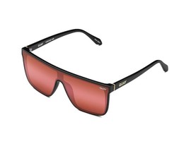 Quay Australia Nightfall Flat Top Shield Sunglasses Black Frames Brown Pink 52mm - £44.58 GBP