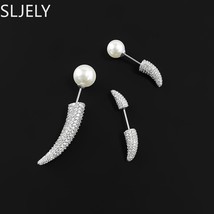 New Fashion S925 Sterling Silver Underlobe Earrings Set with Pearls for Monaco W - £40.17 GBP