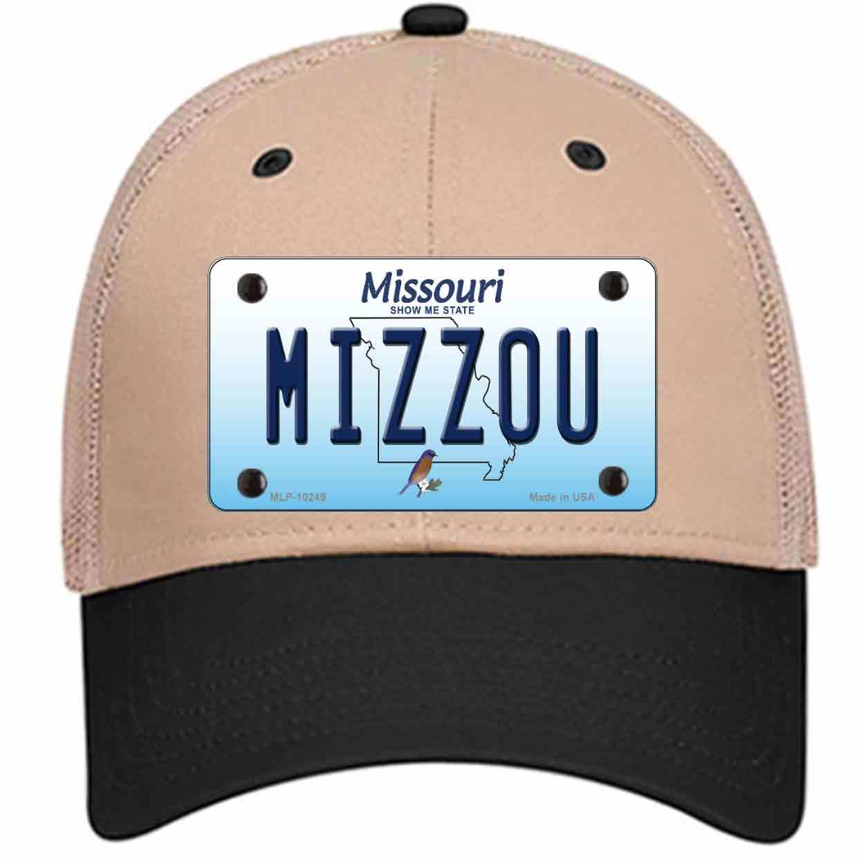 Mizzou Missouri Novelty Khaki Mesh License Plate Hat