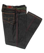 VTG? LADY COOL J Colorful Embroidered Lines Thick Black Denim Jeans Wm&#39;s... - $50.59 CAD