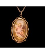1920&#39;s Religious portrait necklace - Jesus under glass - 14k rose gold f... - £148.59 GBP
