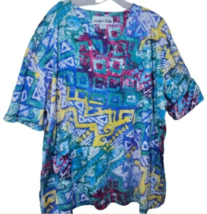 Vintage Jacque &amp; KoKo Womens 22/24 Top 3/4 Sleeve 80s Style Geometric De... - $8.86