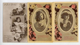 3 Birthday Postcards of Young Girls - £7.81 GBP