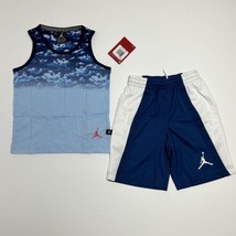 Jordan Boys Tank Top &amp; Dri-Fit Shorts Set Outfit Sz 4 6 Blue White - £18.38 GBP