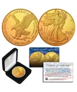 2022 1 Oz 999 Fine Silver American Eagle $1 Coin 24K Gold Gilded with BO... - £66.16 GBP