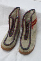 Vtg 70s? German 37 Gray Felted Wool Ribbon Zip Front Booties Boots Shoes Boho - £20.92 GBP