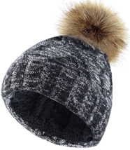 VBIGER Womens Winter Knitted Beanie Hat W Faux Fur Pom Warm Knit Skull Cap NEW - £11.15 GBP