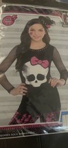 Monster High Shirt Halloween Costume Ghoul Fishnet Girls Skull Tee Medium 8-10 - £15.00 GBP