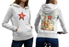 Russian RCCP Symbol  White Cotton Hoodie For Women - £31.85 GBP