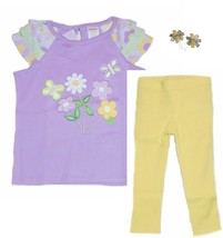 NWT Gymboree Toddler Girls  18-24M Yellow Ponte Jeggings Purple Flower T... - £18.04 GBP