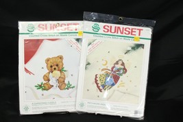 Sunset Counted Cross Stitch on Waste Canvas Xmas Lot of 2 - $17.63