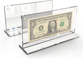 2Pack Acrylic Dollar Bill Display Frame Currency Holder Display Case NEW - $21.33