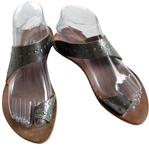 Cydwoq Hillary Sandals 36.5 Studded Crackled Silver 6.5 - $125.00