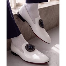 The Pombe White Patent Leather Dress Slip-on Loafer Men Shoe image 12