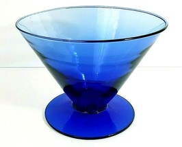 Blue Cobalt Pedestal Style Glass Bowl 5.5&quot; x 7.5&quot; France - $15.88