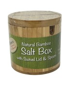 Natural Bamboo Round Salt Box with Swivel Lid &amp; Spoon - $276.80 MXN