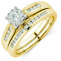 10k Oro Amarillo Chapado .62Ct Imitación Anillo Compromiso Diamante Redondo - £83.86 GBP
