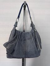 Carlos FALCHI Gray Snakeskin Tote Handbag with Red Interior Lining and T... - $49.49