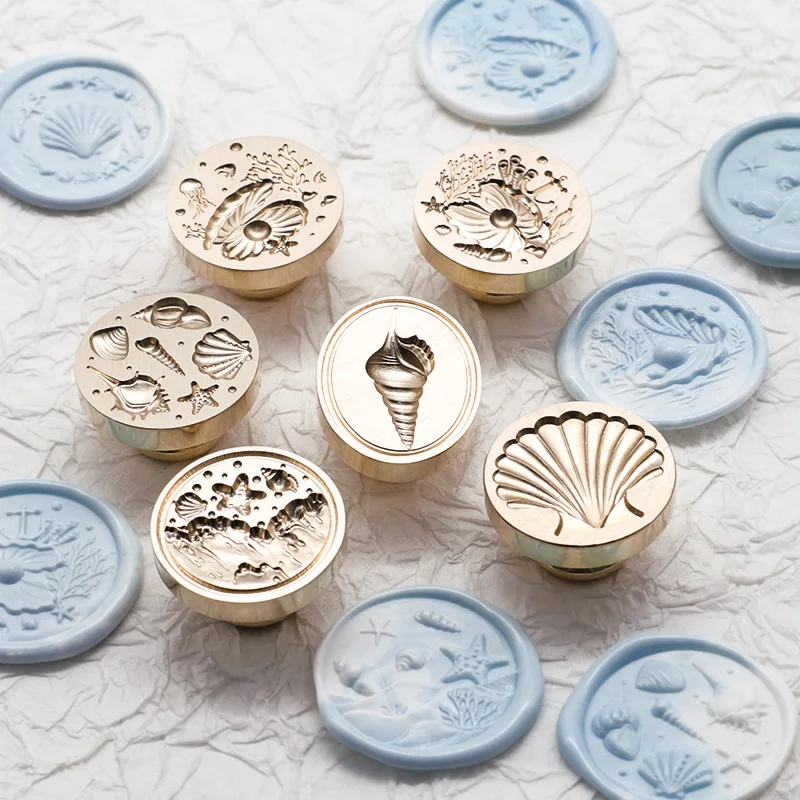 Fire Paint Stamp Wax Seal Sea Shell Pearl Embossed Stamp Head DIY Scrapbooking - £11.24 GBP
