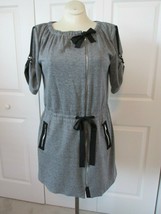 ELIE TAHARI Grey Zippered Drawstring Dress Off Center Asymmetrical Front... - $44.95