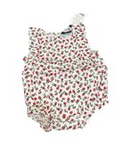 Petite Plume Rose Print Ruffle Twill Bubble Romper Size 6-12 months New ... - $45.72 CAD
