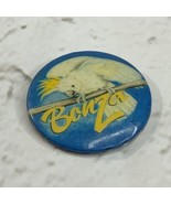 Bonza Button Pin White Parrot Bird Blue Round 1.5” Vintage - $7.91