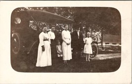 RPPC Family Large Automobile Women Children Man Chin Strap Beard Postcard Y18 - £13.54 GBP