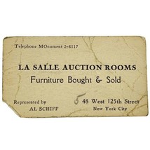 Vtg 1900&#39;s New York Business Card Al Schiff LaSalle Auction Rooms West 125th   - £9.66 GBP