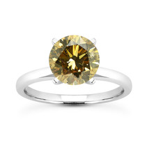 Diamond Solitaire Ring Natural Round Shape Color Treated 14K White Gold SI1 4.01 - £5,676.68 GBP