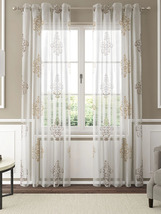 GM Damask Embroidered 52 Inches Wide Sheer Curtains - PACK OF 2 - Multiple Sizes - £18.62 GBP+