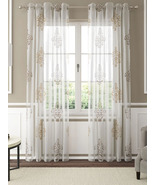 GM Damask Embroidered 52 Inches Wide Sheer Curtains - PACK OF 2 - Multip... - £18.76 GBP+