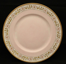 B&amp;Co. Limoges France Hand Painted Plate Gold Pink Flower 25 cm 9 7/8&quot; Vintage - £28.37 GBP
