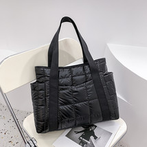 Winter Ultra-Light Warm Women&#39;s Tote Bag Hit Quilted Brand Female Shoulder Bag f - £21.83 GBP