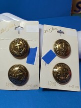 4 Vintage New Old Stock Le Chic Goldtone Metal Anchor Buttons On Cards - $9.90