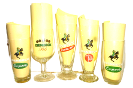 5 Isenbeck +1991 Hamm Pils &amp; Export Horse German Beer Glasses - $24.95