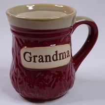 Cracker Barrel Grandma Embossed Coffee Mug 16 Oz Large Tan And Red Nice Tea Cup - £11.08 GBP