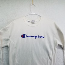 Champion Sweatshirt Small Reverse Weave White Fleece Crewneck Pullover - £15.81 GBP