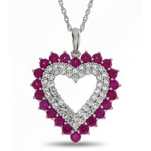 1.20Ct Forma Cuore Creato IN Laboratorio Rubino Diamante 925 Argento Promessa - £76.85 GBP