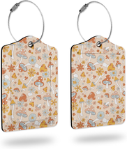 2 Pack Luggage Tags for Suitcases,Vintage Cute Hippie Mushroom Flower Luggage Ta - £12.86 GBP