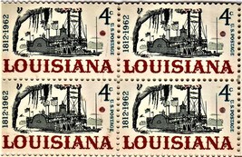 U S Stamp - Plate Block of 4 stamps. 4 cent - Louisiana Statehood 1812-1962 - $3.50