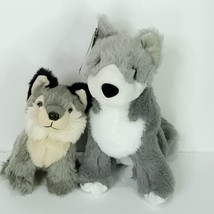 Husky Grey White Wildlife Artists Puppy Dog Plush Stuffed Animal Lot Of 2 - £17.11 GBP
