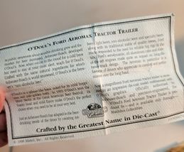 O'Doul's Ford Aeromax Tractor Trailer Matchbook Collectibles with COA image 12