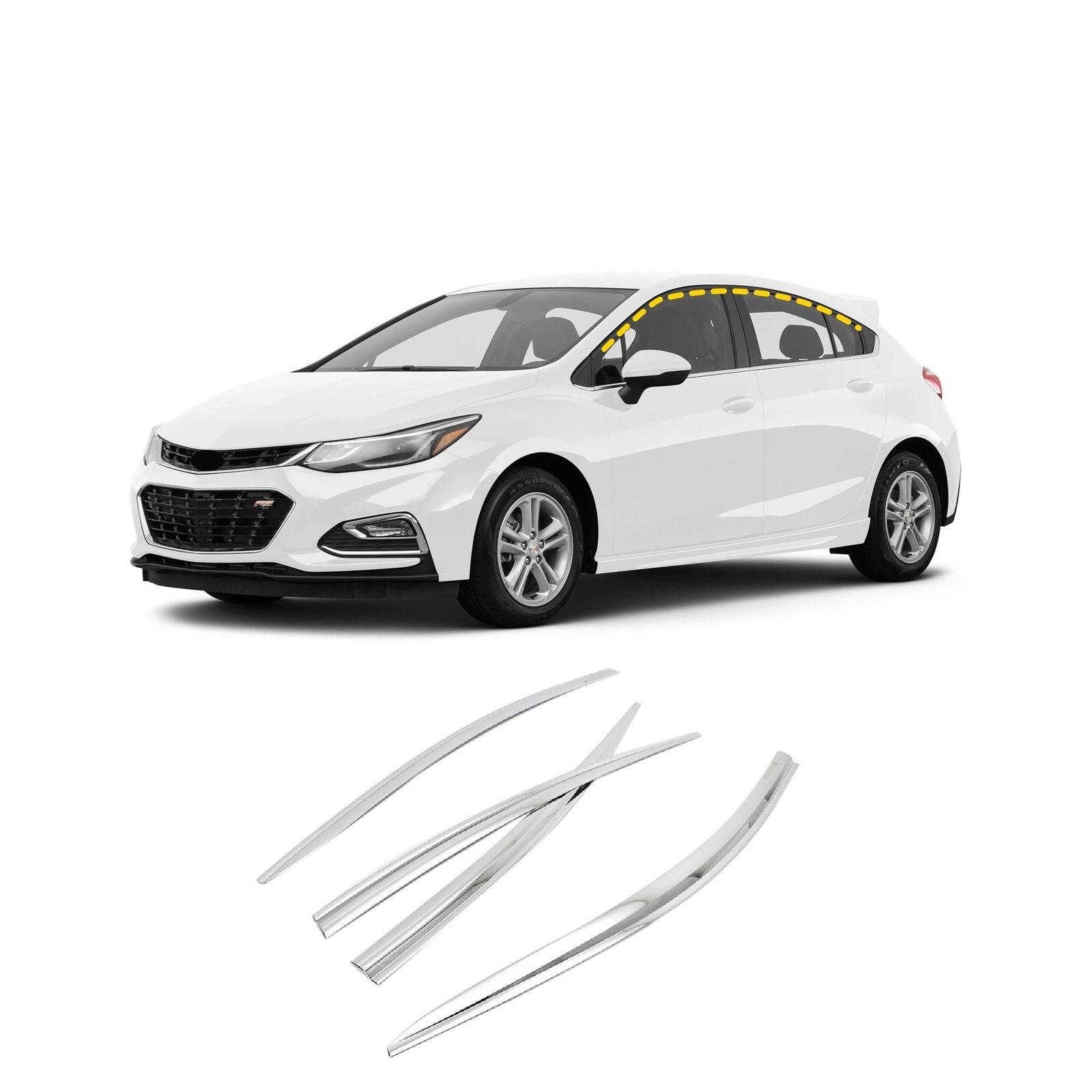 Rain Guards for Chevrolet Cruze Sedan (Not Limited) 2016-2019 (4PCs) Chr... - $144.15