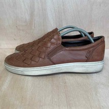 Ecco Shoes Men&#39;s Size EU 43 US 9 Soft Woven Leather Slip On Brown - £29.54 GBP