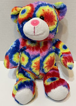 Fiesta Multicolor Tie Dyed Plush Retro Teddy Bear Sitting 10 inches - £9.06 GBP